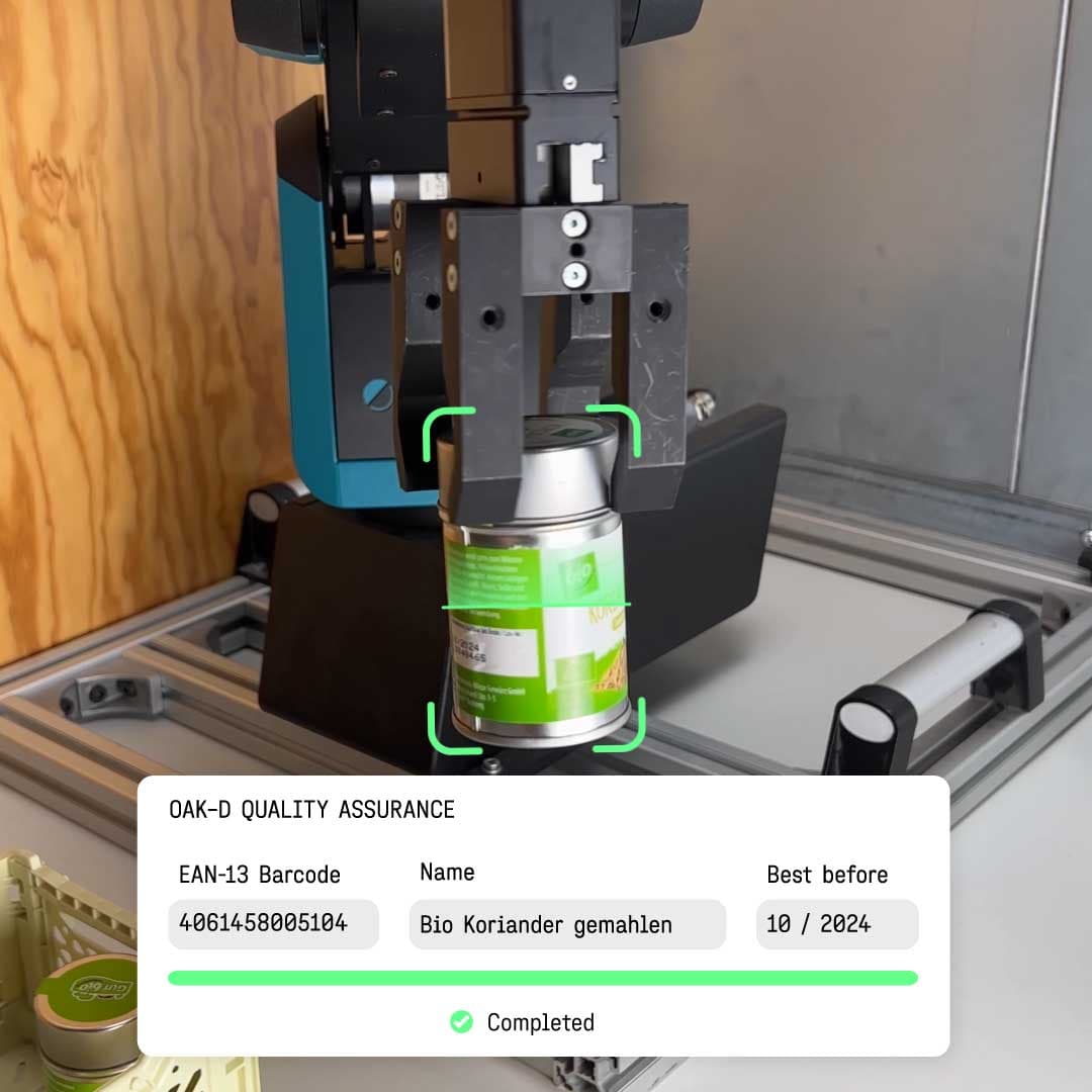 OAK-D und Roboter öffnen einen Gewürzdose